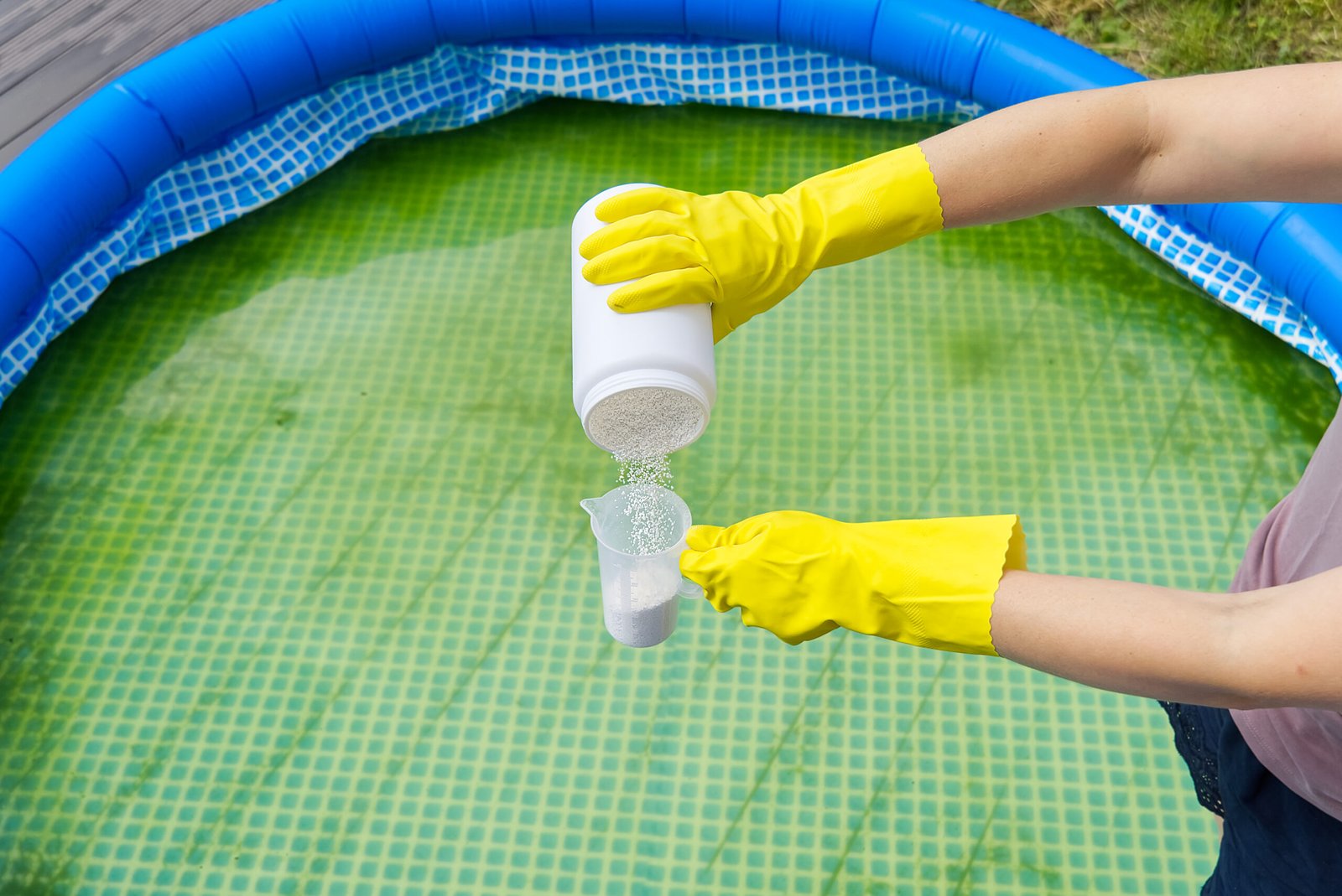 How to Keep a Kiddie Pool Clean-Add chlorine